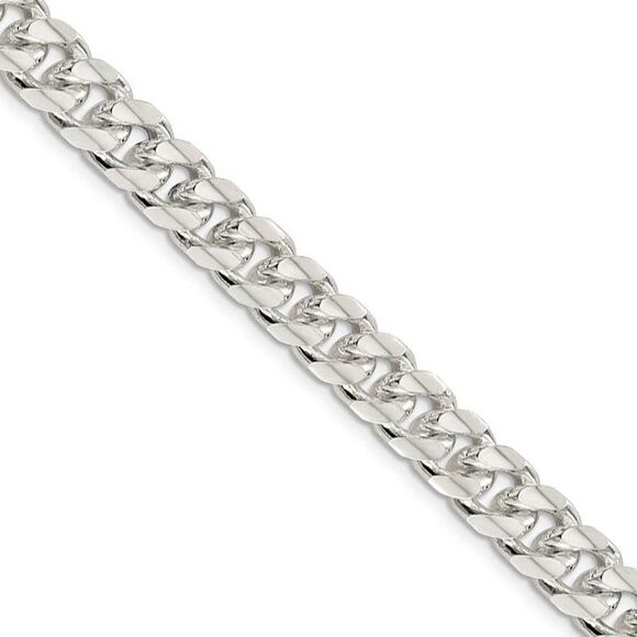 Mens 8.5mm Sterling Silver Solid D/C Domed Curb Chain Necklace 26 In